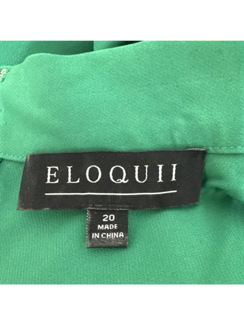 Elloquii Green Tie Neck Workwear Career Knee Length Pearl Button Sleeve Dress - Picture 7 of 7